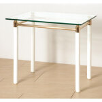 Table d'appoint blanche plateau verre tremp 10 mm