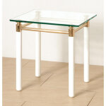 Table d'appoint carr blanche plateau verre tremp 10 mm