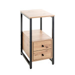 Table d'appoint avec deux tiroirs métal et bois Table d'appoint avec deux tiroirs métal et bois
