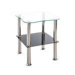 Table d'appoint double plateau en verre Table d'appoint double plateau en verre