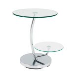 Table d'appoint inox et verre tremp 2 niveaux