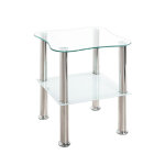 Table d'appoint inox et verre tremp