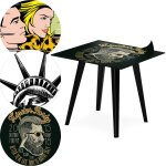 Table d'appoint magnétique carrée bipolart métal noir avec 3 tops style fun Table d'appoint magnétique carrée bipolart métal noir avec 3 tops style fun