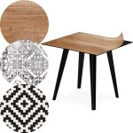 Table d'appoint magnétique carrée bipolart métal noir avec 3 tops style natural Table d'appoint magnétique carrée bipolart métal noir avec 3 tops style natural