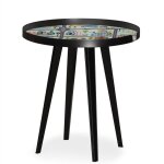 Table d'appoint magnétique ronde à rebord bipolart métal noir avec 3 tops style kid Table d'appoint magnétique ronde à rebord bipolart métal noir avec 3 tops style kid