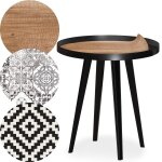 Table d'appoint magn�tique ronde � rebord bipolart m�tal noir avec 3 tops style natural