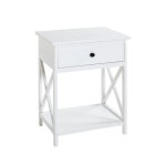 Table d'appoint en mdf laqué blanc, avec 1 tiroir Table d'appoint en mdf laqué blanc, avec 1 tiroir