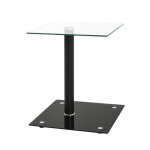 Table d'appoint noire double plateau verre trempé Table d'appoint noire double plateau verre trempé