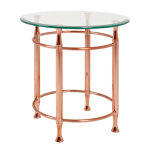 Table d'appoint ronde acier plateau verre transparent Table d'appoint ronde acier plateau verre transparent
