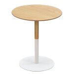Table d'appoint ronde 'dila' en bois finition naturelle et mtal blanc