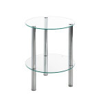 Table d'appoint ronde plateau en verre transparent
