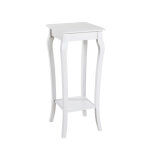 Table d'appoint structure en bois massif laqu et plateaux blanc h71 cm