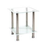 Table d'appoint structure inox poli et plateau transparent Table d'appoint structure inox poli et plateau transparent