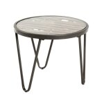 Table d'appoint avec structure en tube d'acier laqu anthracite plateaux en bois massif nature et verre ...