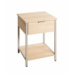 Table d'appoint en tube d'acier laqu gris cachemire, tagres en panneau de particules dcor chne naturel ...