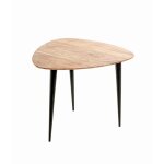 Table d?appoint en tube d'acier laqué noir plateau en bois massif Table d?appoint en tube d'acier laqué noir plateau en bois massif