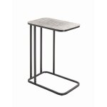 Table d'appointe en tube d'acier laqué noir, plateau en structure aluminium argenté Table d'appointe en tube d'acier laqué noir, plateau en structure aluminium argenté