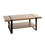 Table basse acier laqué noir et plateaux décor chêne Table basse acier laqué noir et plateaux décor chêne