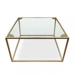 Table basse carrée rivel métal or et verre transparent Table basse carrée rivel métal or et verre transparent