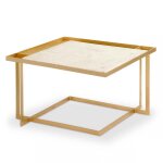 Table basse carre tocade marbre et mtal or