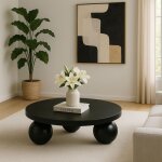 Table basse contemporaine design rond bonnie noir