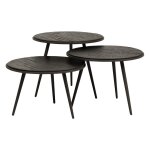 Set de 3 tables basses rondes teck recyclé Set de 3 tables basses rondes teck recyclé
