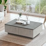 Table basse lavita avec 2 portes effet b�ton gris