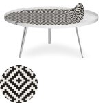 Table basse magnétique ronde à rebord bipolart métal blanc avec 1 top motif contraste Table basse magnétique ronde à rebord bipolart métal blanc avec 1 top motif contraste