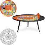 Table basse magnétique ronde à rebord bipolart métal noir avec 2 tops style jeux Table basse magnétique ronde à rebord bipolart métal noir avec 2 tops style jeux