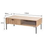 Table basse en metal et bois avec 1 tiroir Table basse en metal et bois avec 1 tiroir