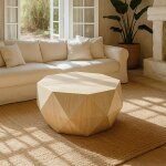 Table basse octogonale mercury effet travertin beige Table basse octogonale mercury effet travertin beige