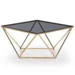 Table basse or plateau verre fumé tamba Table basse or plateau verre fumé tamba