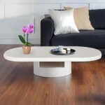 Table basse ovale avec tiroirs barket blanc Table basse ovale avec tiroirs barket blanc