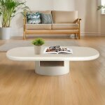 Table basse ovale avec tiroirs barket cr�me