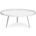 Table basse ronde  rebord bipolart mtal blanc