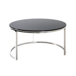 Table basse avec structure en inox brillant et plateau en verre trempé noir Table basse avec structure en inox brillant et plateau en verre trempé noir
