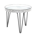 Table basse avec structure en tube d'acier noir et plateau en métal laqué blanc - noir et verre miroir ... Table basse avec structure en tube d'acier noir et plateau en métal laqué blanc - noir et verre miroir ...