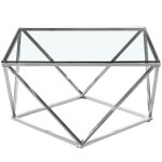 Table basse en verre transparent et pieds argent ethan