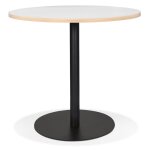 Table bistrot ronde 'yogi' blanche avec un pied en mtal noir