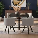 Table carre avec 4 chaises gain de place oslo noir et tissu gris