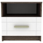 Table de chevet 1 tiroir ch�ne fonc� et blanc