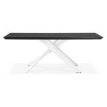 Table à diner design 'walaby' en bois noir avec pied central en x blanc Table à diner design 'walaby' en bois noir avec pied central en x blanc