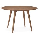 Table  dner ronde 'swedy' en bois noyer style scandinave