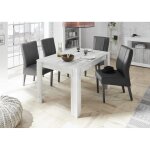 Table extensible 137cm urbino blanc laqu et dcor chene