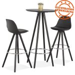 Table haute ou mange - debout rond 'gala' design en bois noir