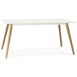 Table à manger rectangulaire blanche pieds bois candy Table à manger rectangulaire blanche pieds bois candy