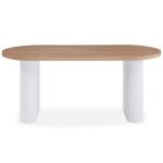 Table ovale burundi avec pieds design style colonnes bois sonoma et blanc Table ovale burundi avec pieds design style colonnes bois sonoma et blanc