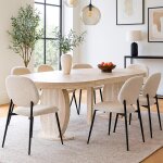 Table ovale extensible icarios avec pieds design effet travertin beige Table ovale extensible icarios avec pieds design effet travertin beige