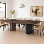 Table rectangulaire extensible virzon bois noisette et rainurage noir Table rectangulaire extensible virzon bois noisette et rainurage noir