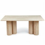 Table rectangulaire pieds colonnes design historic effet travertin beige Table rectangulaire pieds colonnes design historic effet travertin beige
